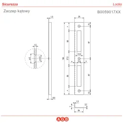 Zaczep kątowy 194x25x8,5mm brązowy do zamka mod. SICUREZZA