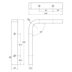Wspornik półki drewniany buk 200x150mm mod. 17
