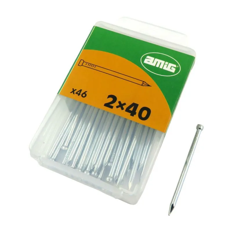 Gwoździe do betonu 2x40mm płaski łeb żelazny cynkowane 46 sztuk