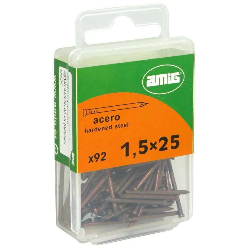 Gwoździe do betonu 1,5x25 mm stalowe miedziowane 92 sztuki