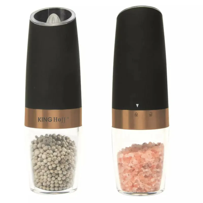 Młynek elektryczny - grawitacyjny do  soli/pieprzu czarno miedziany 2szt.