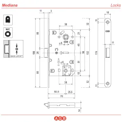 Zamek drzwiowy do WC 96/50 brązowy F18 Mediana EVOLUTION