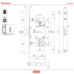 Zamek drzwiowy do WC 96/35 chrom mat F18 Mediana EVOLUTION