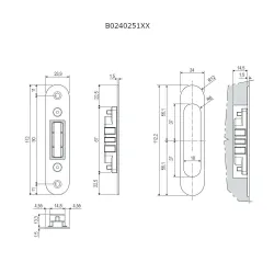 Zaczep z magnesem 112x24mm mosiądz mat Full Round do zamków Polaris Revolution