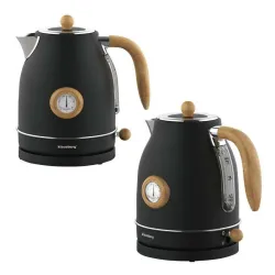 Czajnik elektryczny 1,7l z termometrem Inox czarny Klausberg