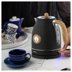 Czajnik elektryczny 1,7l z termometrem Inox czarny Klausberg