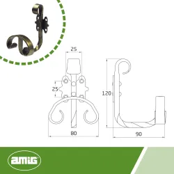 Wieszak ścienny rustykalny złoto antyczne 120x80mm mod. 101 EAN