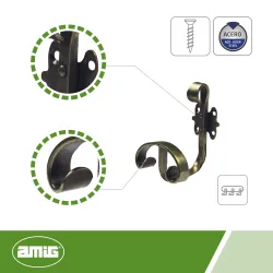 Wieszak ścienny rustykalny złoto antyczne 120x80mm mod. 101 EAN