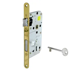 Zamek drzwiowy na klucz 72/50 F20 mosiądzowany mod. BETA