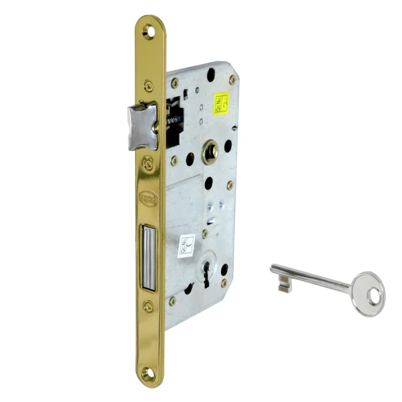 Zamek drzwiowy na klucz 72/50 F20 mosiądzowany mod. BETA