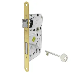 Zamek drzwiowy na klucz 72/50 czoło 18mm mosiądzowany ALFA