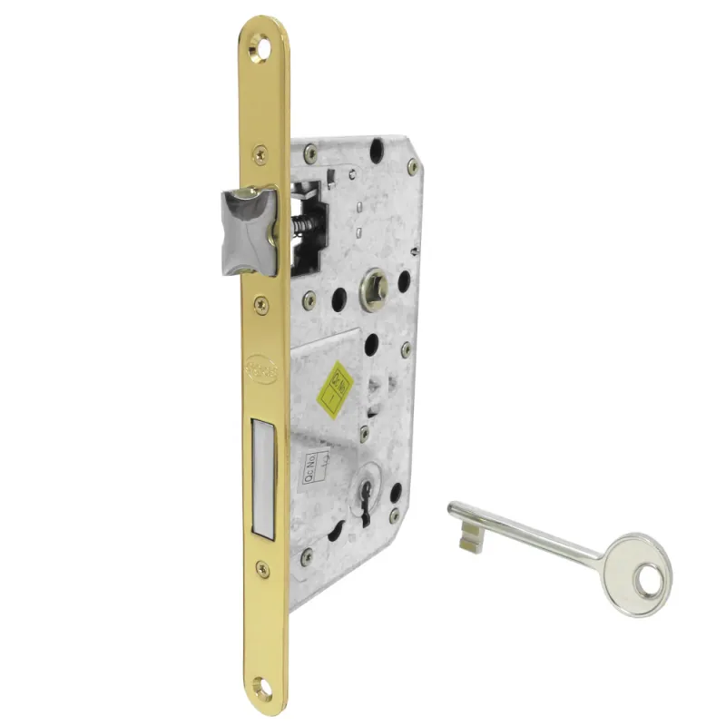 Zamek drzwiowy na klucz 72/50 czoło 18mm mosiądzowany ALFA