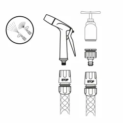 Zraszacz pistolet nastawny z mosiężną głowicą + złączki mod. R35