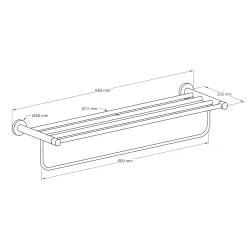 Półka ażurowa z wieszakiem na ręczniki chrom 655mm mod. GORLIZ-1 (D)