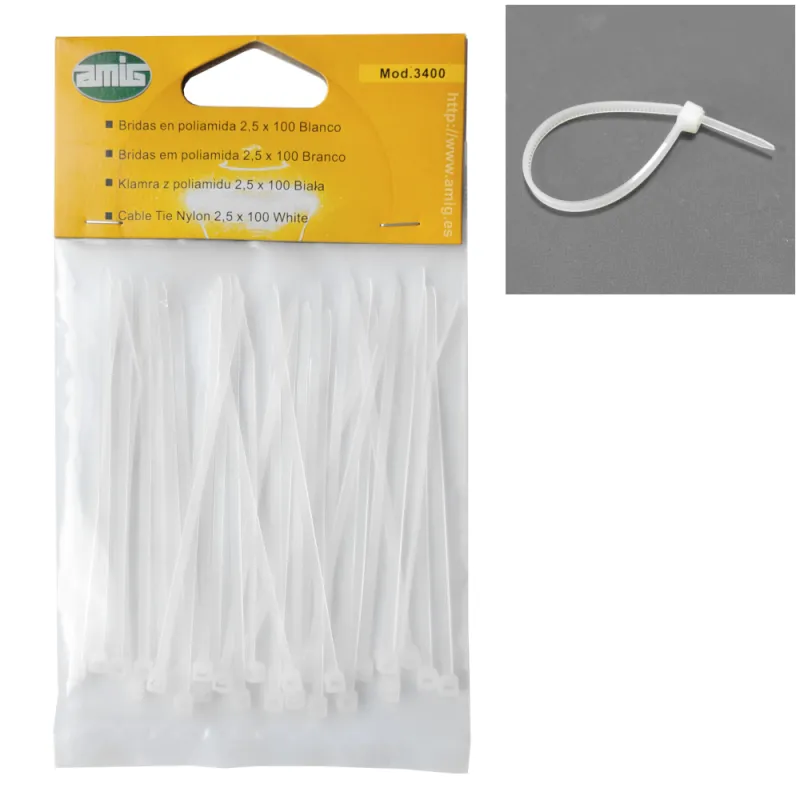 Opaski zaciskowe trytki 2,5x100mm białe 30szt. mod.3400 DIS
