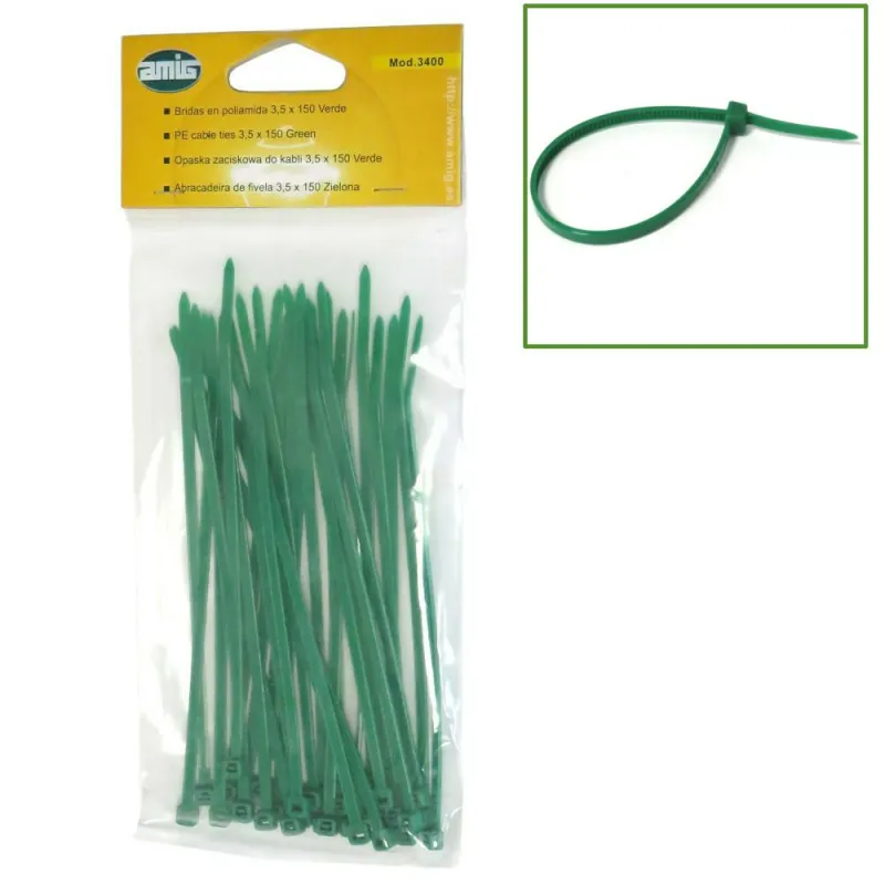 Opaski zaciskowe Trytki 3,5x150mm zielone 30 sztuk mod.3400