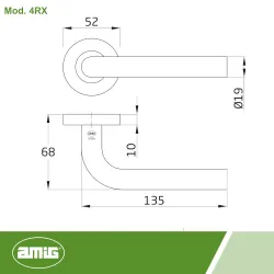 Klamka czarna INOX rozeta okrągła mod. 4RX