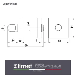 Szyld WC rozeta 50x50mm czarny mat t.4 mod. 201W310