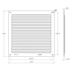Kratka wentylacyjna 170x170x0,8mm złoty mat przykręcana mod.3 DIS