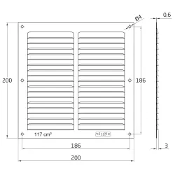 Kratka wentylacyjna 200x200x0,8mm złoty mat przykręcana mod.3 DIS