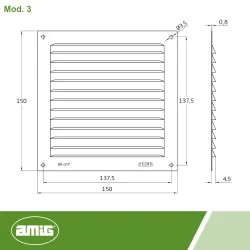 Kratka wentylacyjna 150x150x0,8 aluminium złota mod.3 DIS