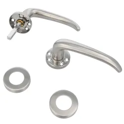 Klamki ze stali nierdzewnej INOX na okragłych szyldach mod. 21R AMIG