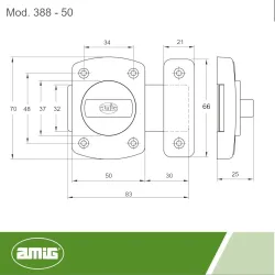 Zasuwka zamek nawierzchniowy 50x70mm nikiel mat mod. 388
