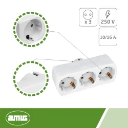 Rozgałęźnik elektryczny 3 gniazda biały mod.3210