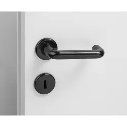 Klamka z rozetami na klucz plastik czarna tzw. bezpieczna mod. IRIS