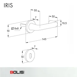 Klamka z rozetą klucz IRIS biała