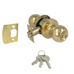 Gałka z zamkiem klucz-pokrętło mosiądzowana mod.610 wejściowa