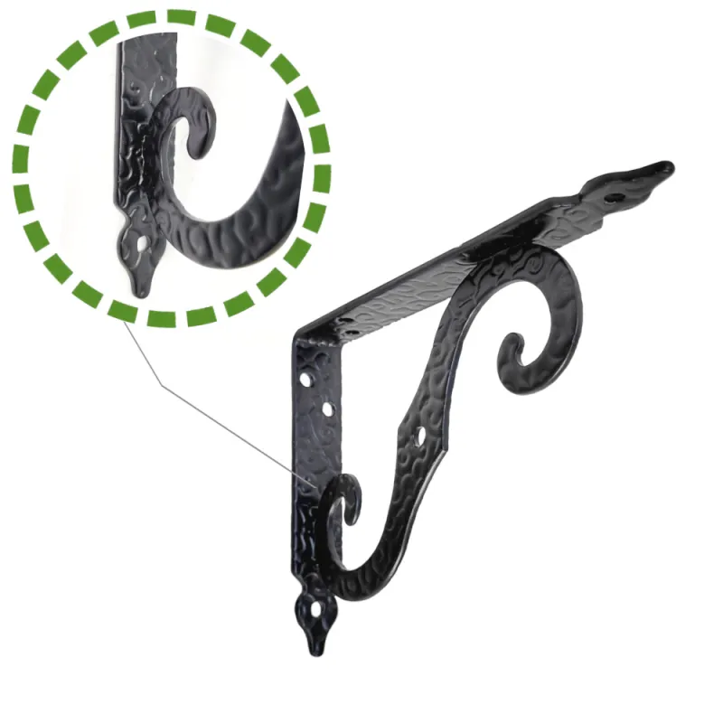 Wspornik półki ornamentalny stal czarny 115x150mm mod.2