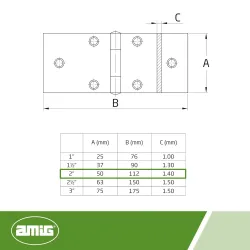 Zawias stalowy 50x112mm cynkowany mod. 814