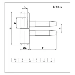 Zawias wkręcany regulowany LF 14x49mm cynkowany