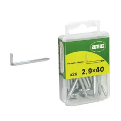 Hak L haczyk wbijany 2,9x40mm żelazny cynkowany 26szt.