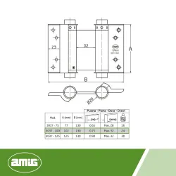 Zawias wahadłowy 100mm niklowany mod. 3037 do drzwi kowbojskich 32mm
