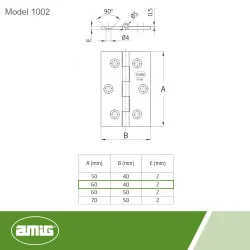 Zawias mosiężny lakierowany 60x40mm splatany mod. 1002