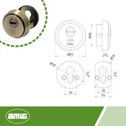 Szyld antywłamaniowy 65mm mosiądz złoto antyczne mod.31