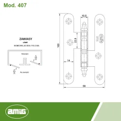 Zawias 407-10/A mosiężny satyna