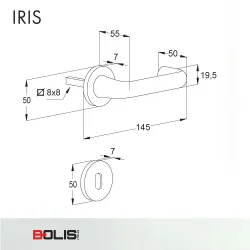 Klamka z rozetą klucz IRIS biała