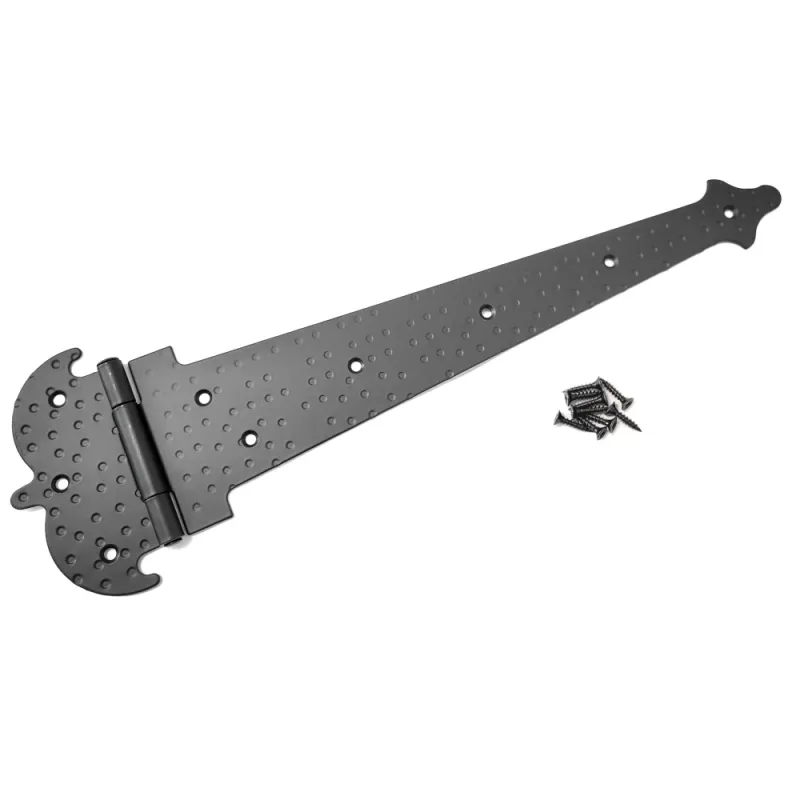 Zawias ozdobny czarny rustykalny 400x131mm młotkowany mod. 554