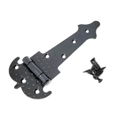 Zawias ozdobny czarny rustykalny 150x88mm młotkowany mod. 554
