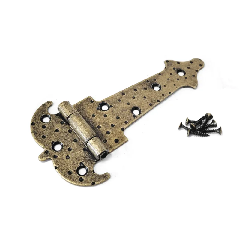 Zawias ozdobny rustykalny złoto antyczne 150x88mm młotkowany mod. 554 EAN EAN