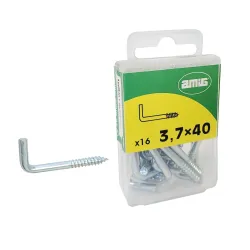 Haczyki wkręcane 3,7x40mm cynkowane Hak prosty 16szt.