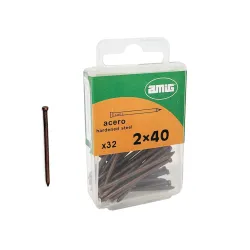 Gwoździe gwoździki do betonu 2x40mm płaski łeb stalowy miedziowany 32 sztuki