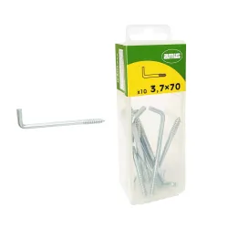 Haczyki wkręcane 3,7x70mm cynkowane hak prosty 10szt.