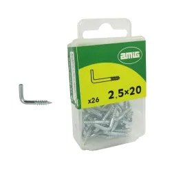 Haczyki wkręcane 2,5x20mm cynkowane hak prosty 26szt