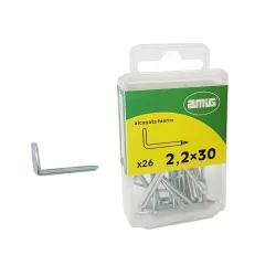 Haczyki wbijane 2,25x30mm Haki L żelazne cynkowane 26szt.