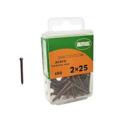 Gwoździe do betonu 2x25mm płaski łeb stalowy miedziowany 66 sztuk