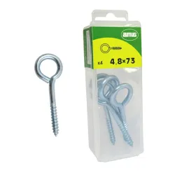Haczyki oczkowe wkręcane 4,8x73mm oczko 14mm cynkowane 4szt.